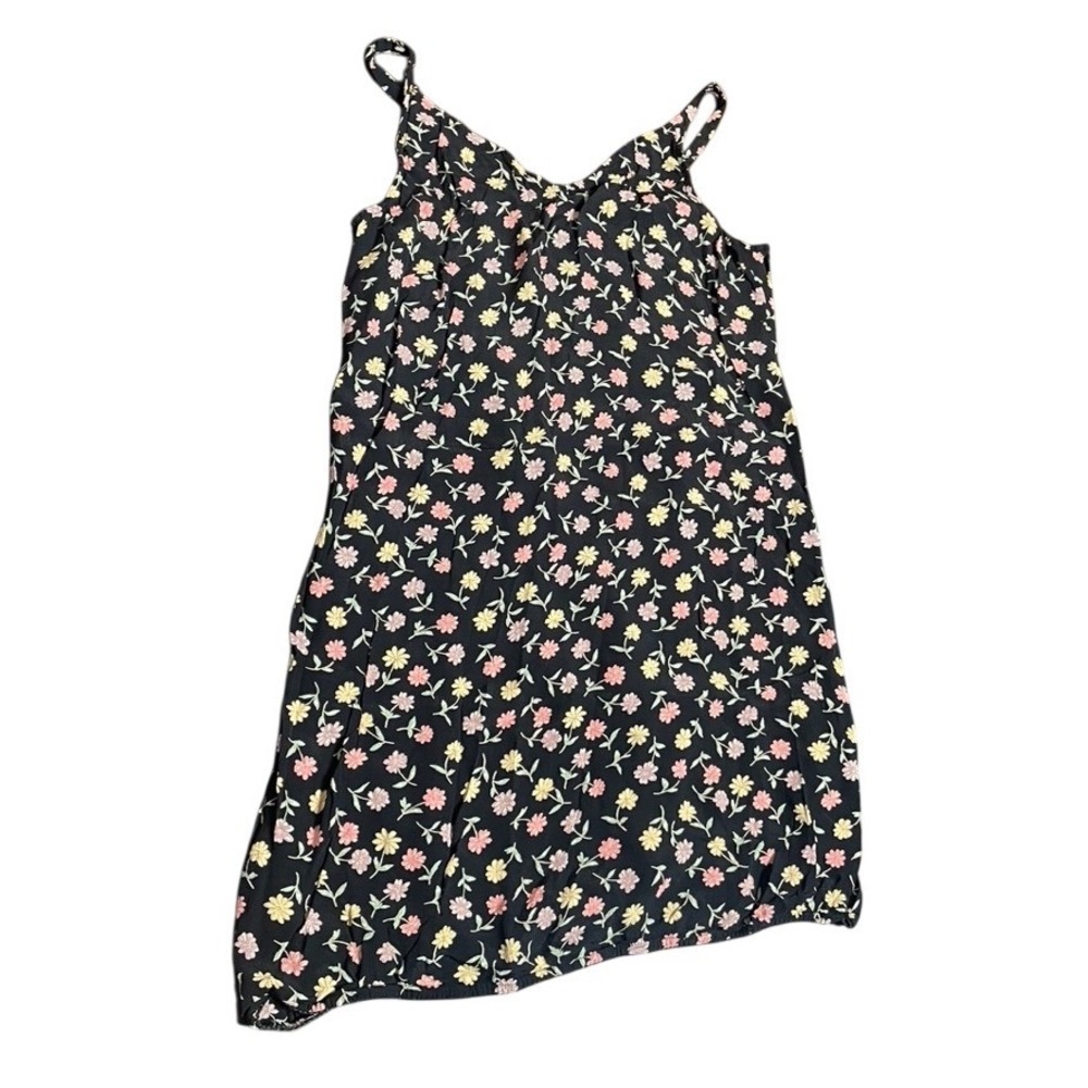 A &O Print Midi Dress‎ Black Pink Yellow Size XL Extra Large Vintage Y2K